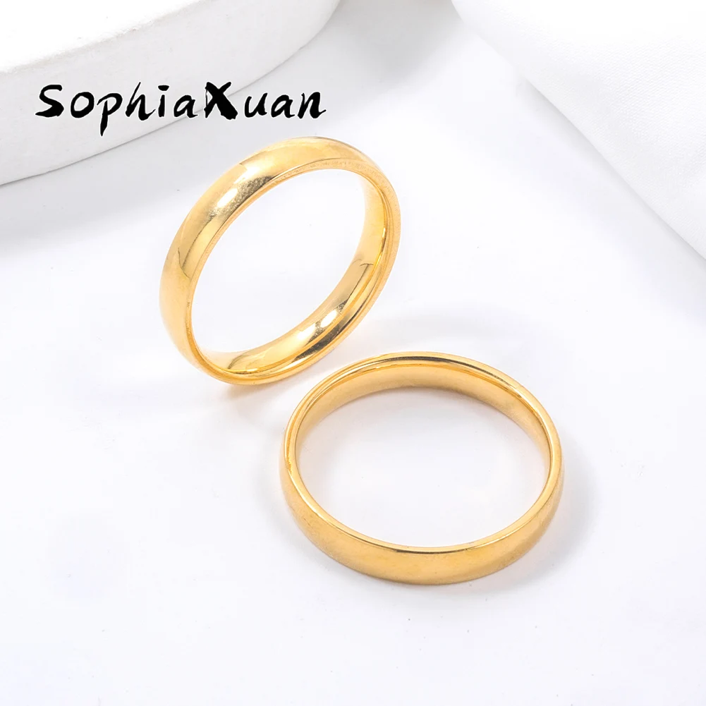 

SophiaXuan New Glossy Smooth Ring Gold Color Trendy Woman's Accesories Wedding Rings for Women Valentine's Day Couples Gift 2023