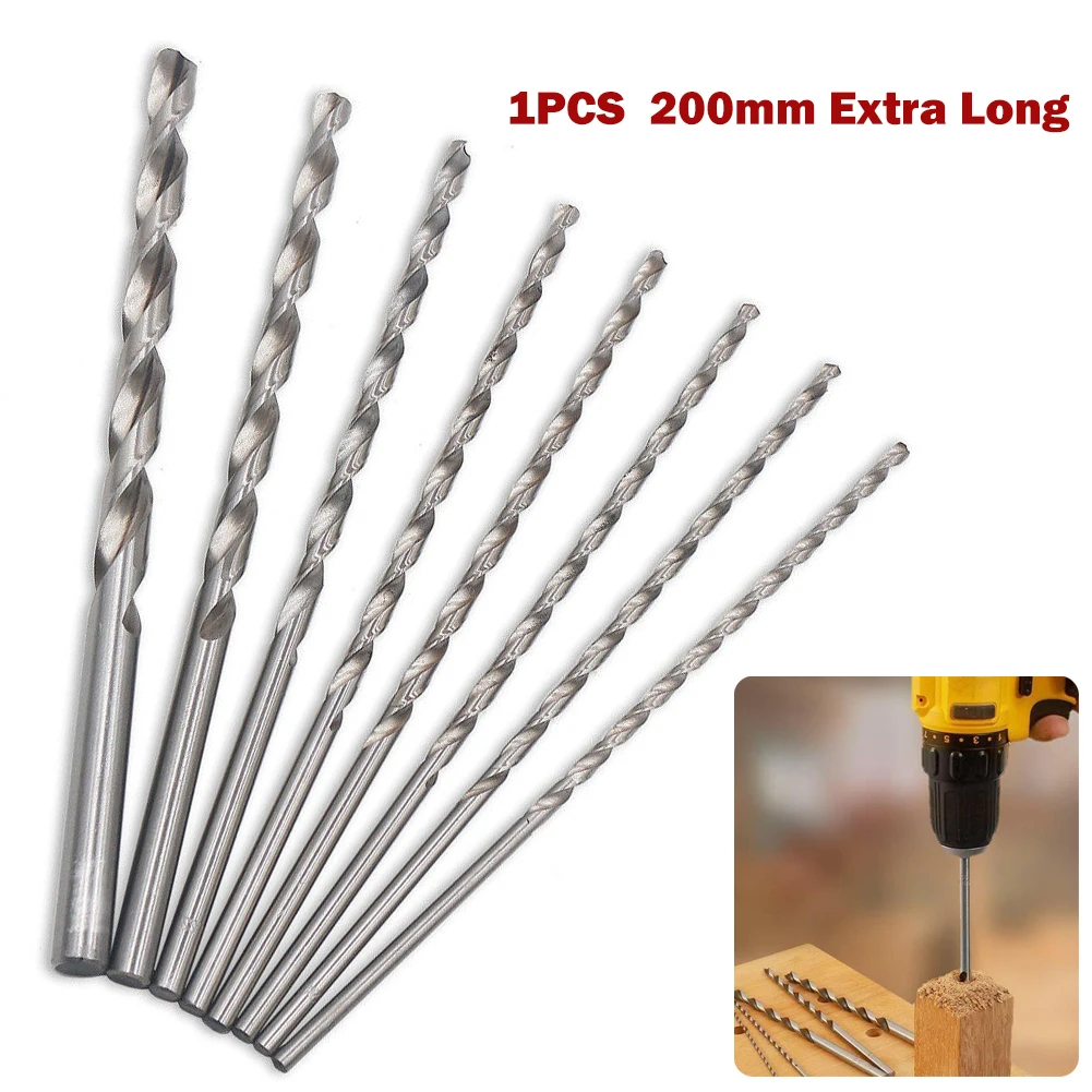 

200mm Extra Long Drill Bits High Speed Steel HSS For Metal Drilling 2-10mm Holesaw Hole Saw Cutter Drilling Kit Hole Tool Parts