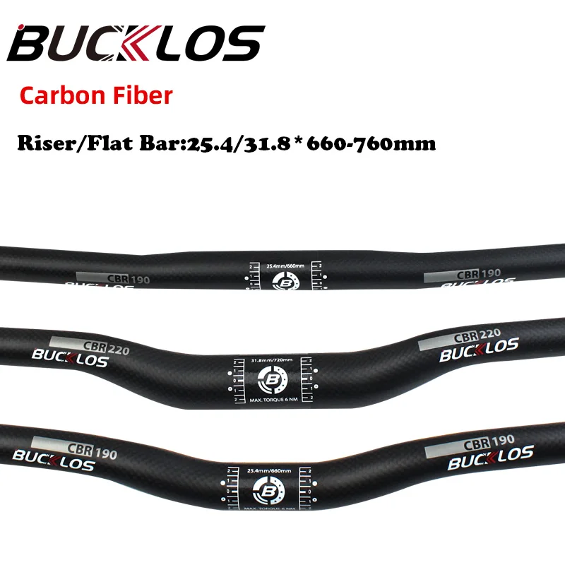 

BUCKLOS Full Carbon MTB Handlebar Ultralight 31.8/25.4mm Bike Handlebar 660/720/760mm Mountain Bike Handle Bar Bicycle Part