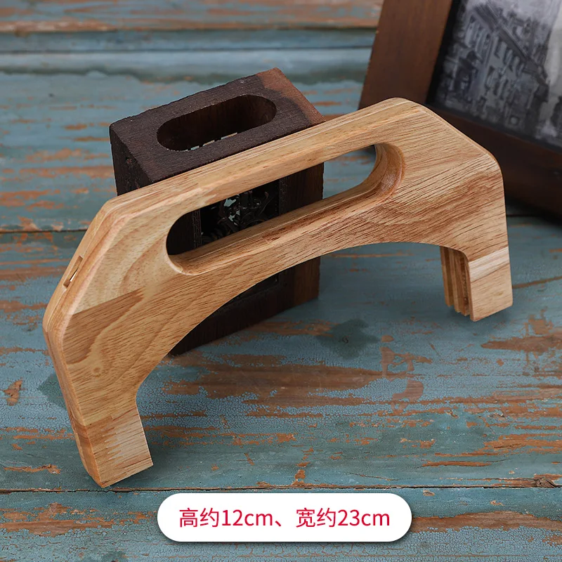 1 Set Nature Color Real Wood Material Polish Well Wood Purse Handle Handbag Accessories New Trendy Bag Handle Frame Wholesales
