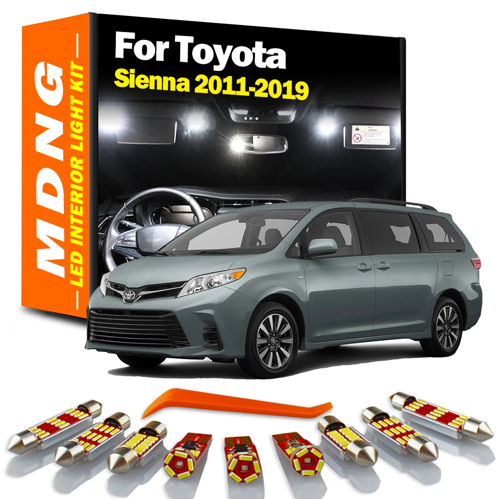 MDNG 13Pcs LED cupola interna mappa lettura Kit luce bagagliaio per Toyota Sienna 2011 2012 2013 2014 2015 2016 2017 2018 2019 Canbus