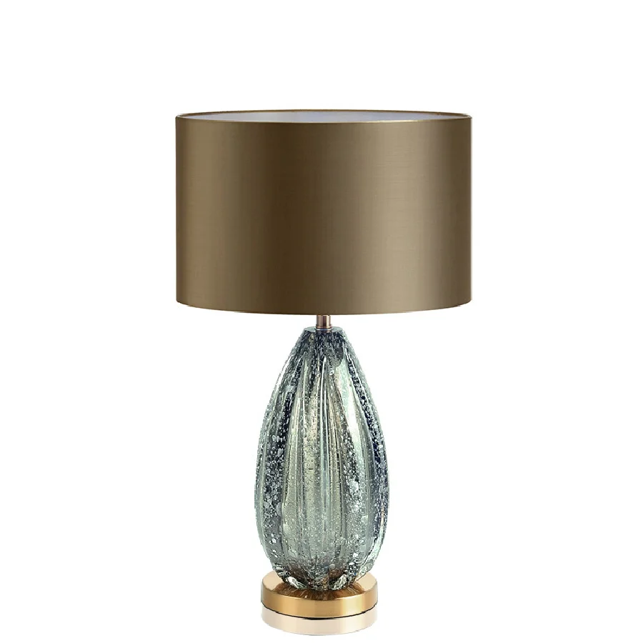 

LukLoy Bedside LED Modern Table Lamp American Simple Gray-Green Glass Table Light for Villa Living Room Bedroom Creative Lamp
