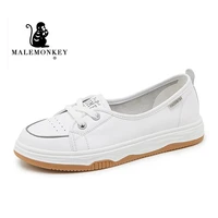 cow leather flats women white casual sport shoes 2022 new autumn soft comfortable non slip rubber female shoes zapatos de mujer