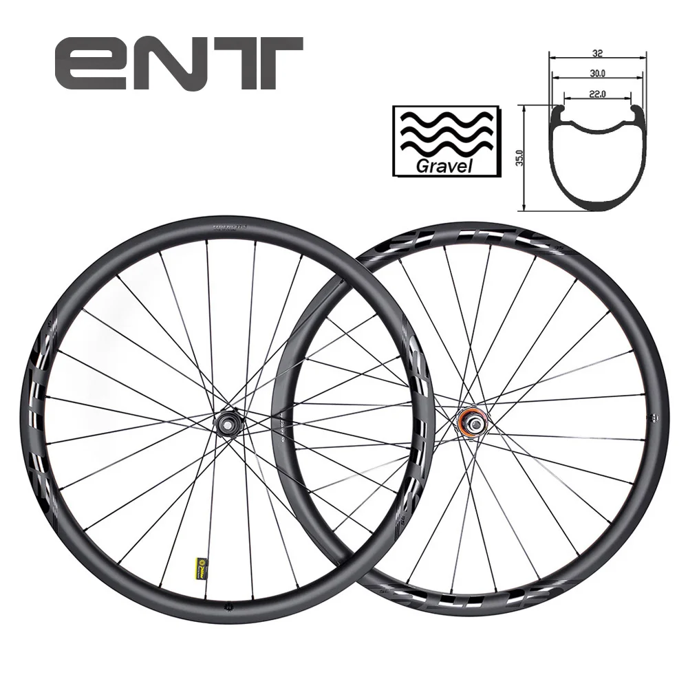 ELITEWHEELS 700C ENT GRAVEL Carbon Wheelset Disc Brake Cyclocross Tubeless Ready Wheels Center Lock Or 6 Bolt Lock Hub 35x32 Rim