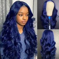 dark blue wig water wave lace frontal wig synthetic lace front wig blue wigs long for black woman with baby hair heat resistant