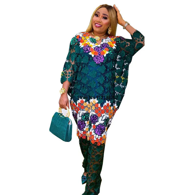 

Plus Size Lace Dresses For Women African Traditional Dashiki Boubou Wedding Party Elegant Maxi Robe Africaine Femme Clothing