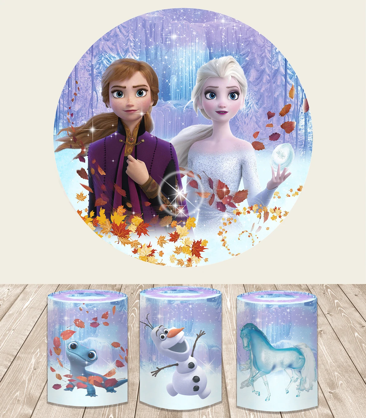 

Round Circle Winter Frozen Elsa Anna Girls Birthday Party Backdrops Snowflake Snow Ice Photography Backgrounds Plinth Covers