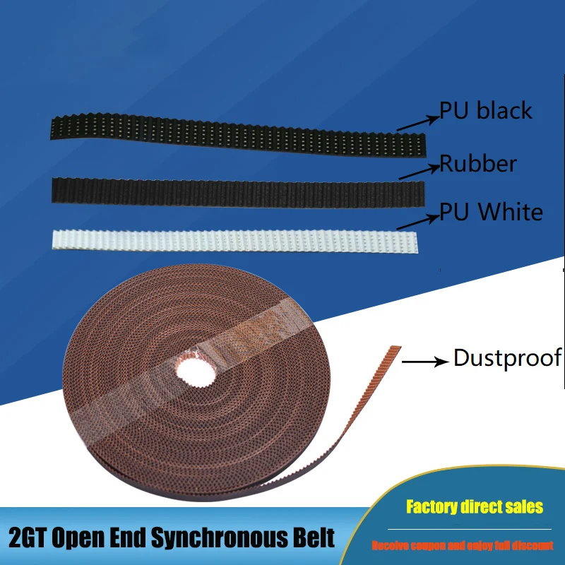 

Black/White Rubber PU Steel Wire Length 1m 2GT Synchronous Belt Open End Belt Dustproof For 3D Printer Accessories