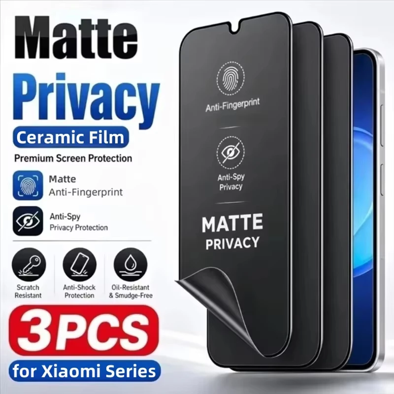Фото Антишпионская матовая защитная пленка для экрана Xiaomi Poco X7 M7 F7 Pro F6 F5 F3 M6 M3 X6 X5 X3 Pro M5S C65 C71 C75, мягкая керамическая пленка №1