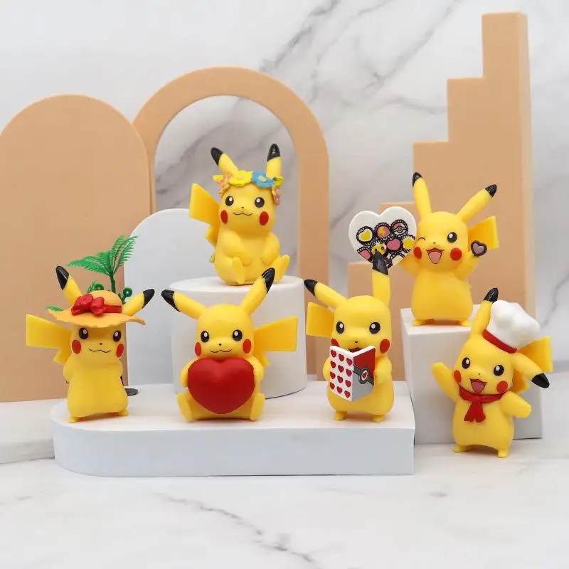 

6 шт./набор, мультяшный фильм, Покемон, фигурка, мини игрушки, куклы 8 см, Пикачу, фигурка, модель, детские подарки, подарки на день рождения