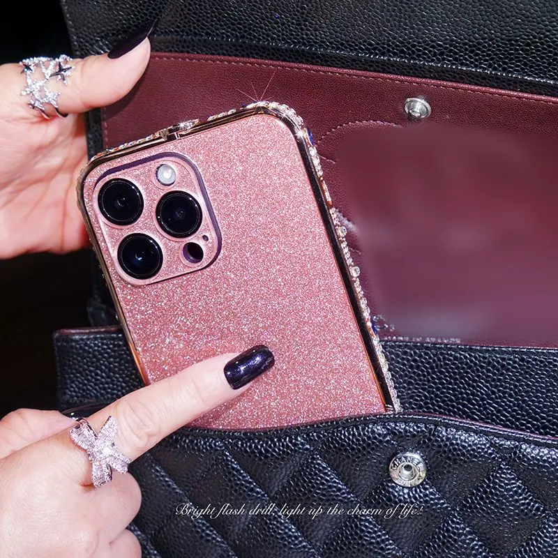 Rhinestone for Apple 13promax Phone Case Metal Frame Iphone14promax Noble Luxury Trend