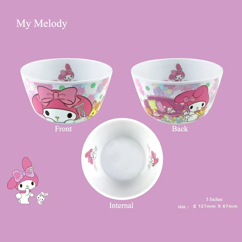 

Kawaii Sanrio My Melody Kuromi столовая посуда Милая Hello Kitty мультфильм меламиновая чаша суп столовая посуда чаша девушки подарок