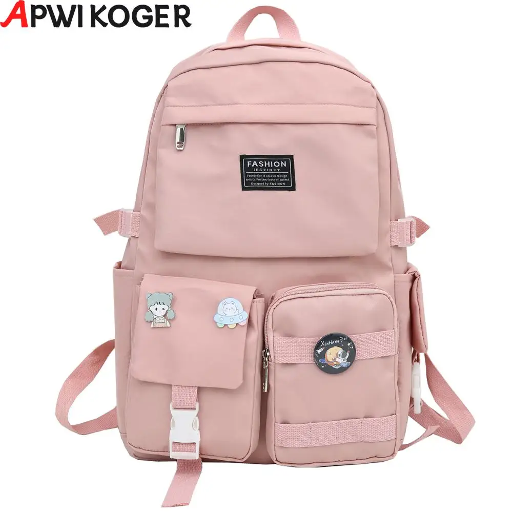 

Women Laptop Backpack Nylon Student School Book Bags Large Capacity Simple Fashion Portable Casual Harajuku Teenage Girls Bag