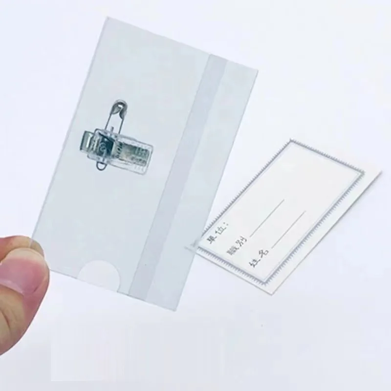 Ceny 50 Sztuk/partia Wysokiej Jakości Zagęścić Pcv Poziome Typ Odznaka Nazwa Z Pin I Metalowy Klip Przezroczysty School Office ID Posiadacza Karty