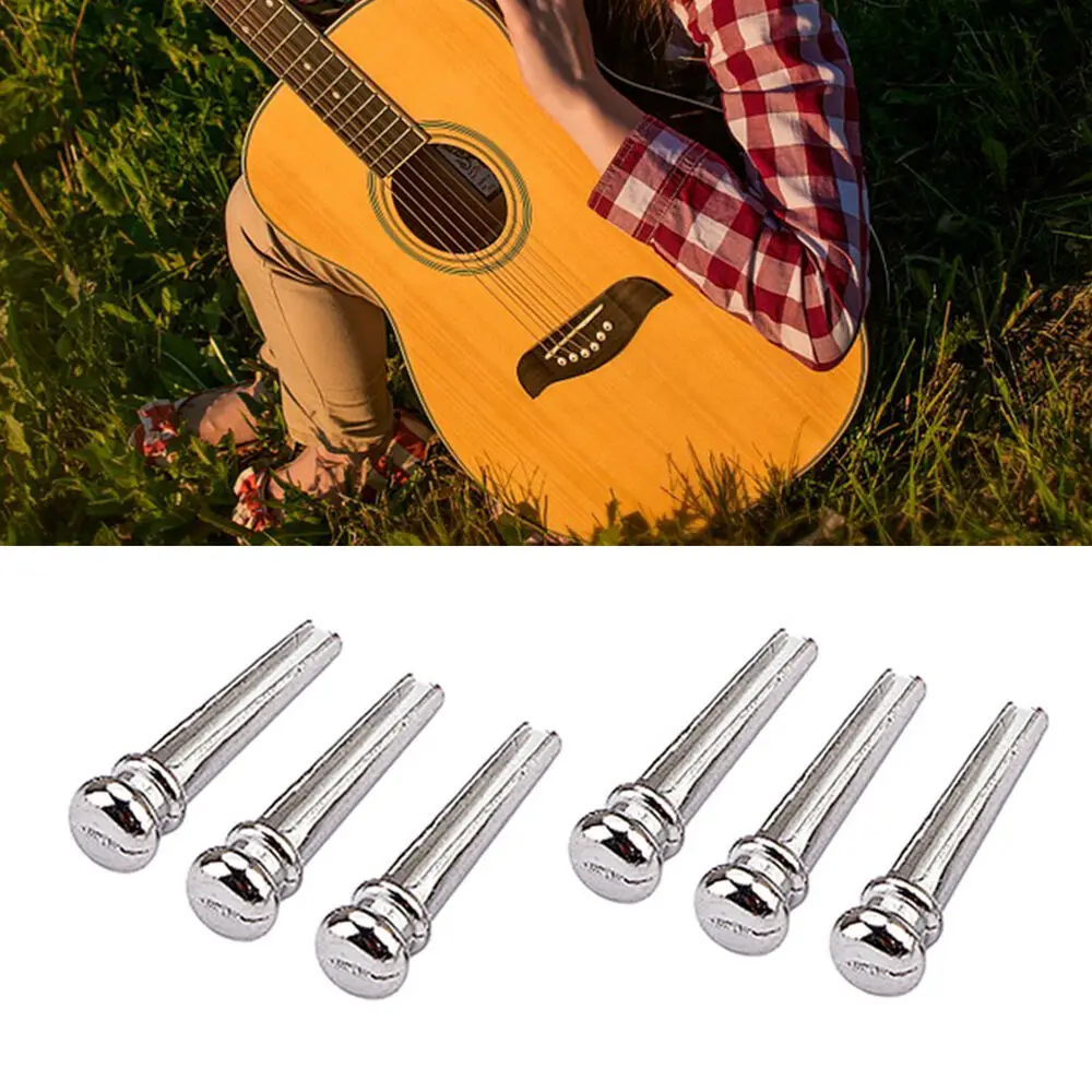 

6pcs/Pack Universal Acoustic &amp Folk Guitar Metal Bridge Pins String End Peg Brass Guitar Strings Fixed Cone