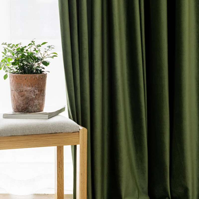 Современные роскошные оливково-зеленые бархатные шторы для гостиной спальни