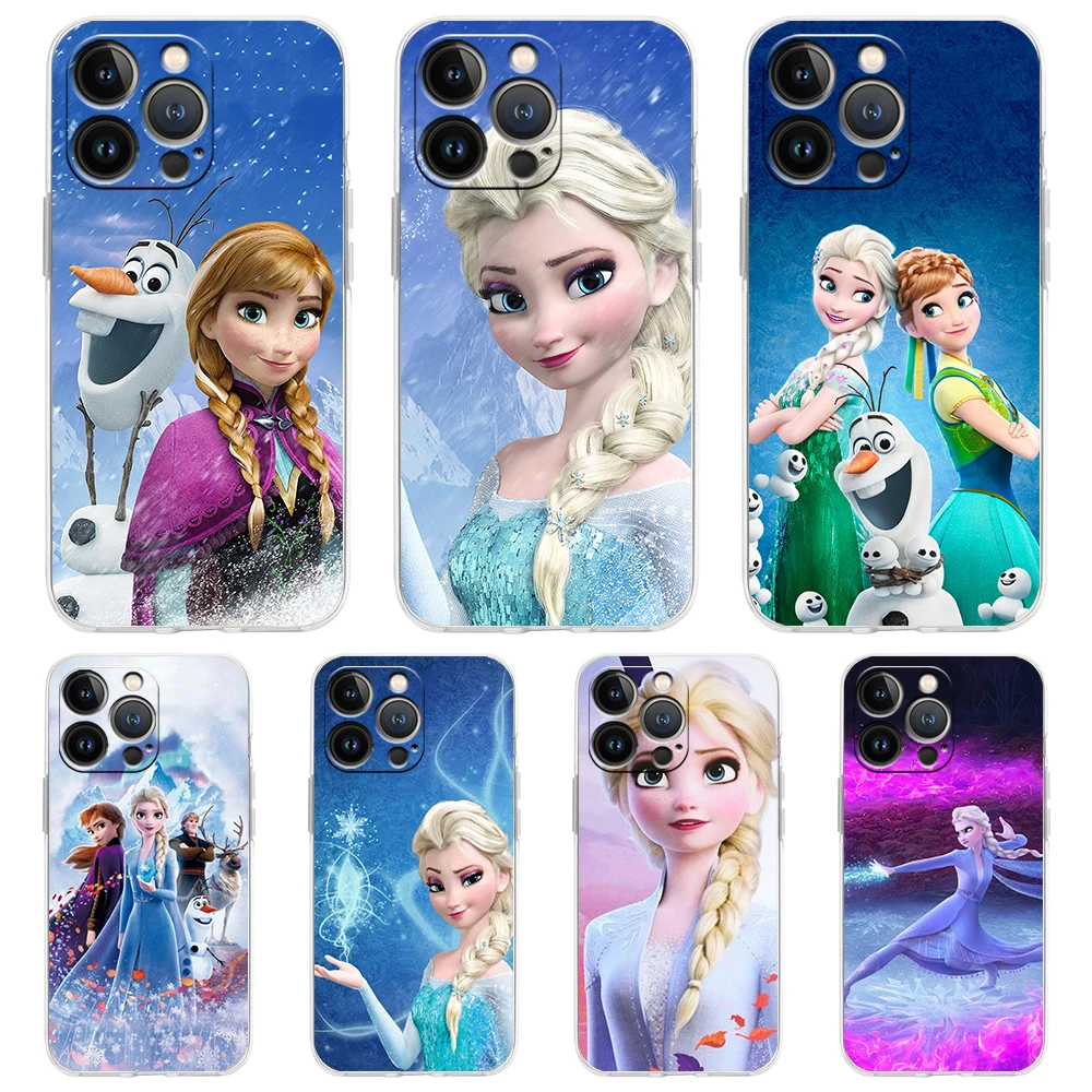 

Frozen Beautiful Elsa Transparent Silicon Phone Case For iPhone 14 13 12 11 Pro Max 8 7 Plus X XS Max XR SE2020 Luxury Bag Shell