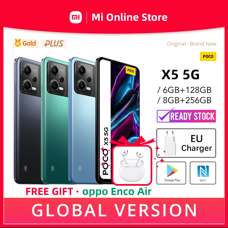 

POCO X5 5G Global Version 6GB 128GB 8GB 256GB Cellphone - Original Brand New Sealed Smartphone EU Charger