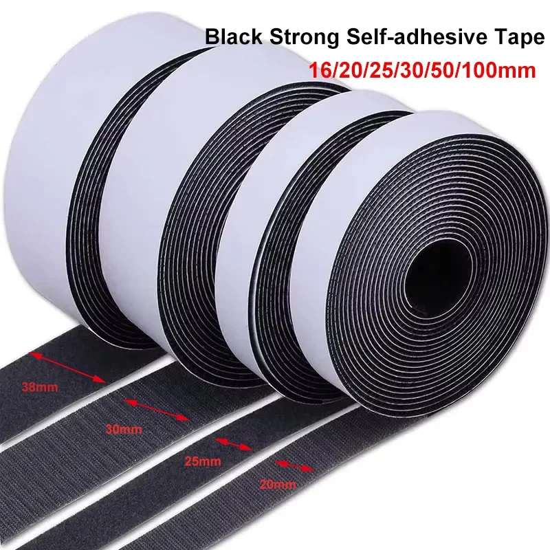 Черная прочная самоклеящаяся лента с крючком и петлей Прочный нейлоновый липкий