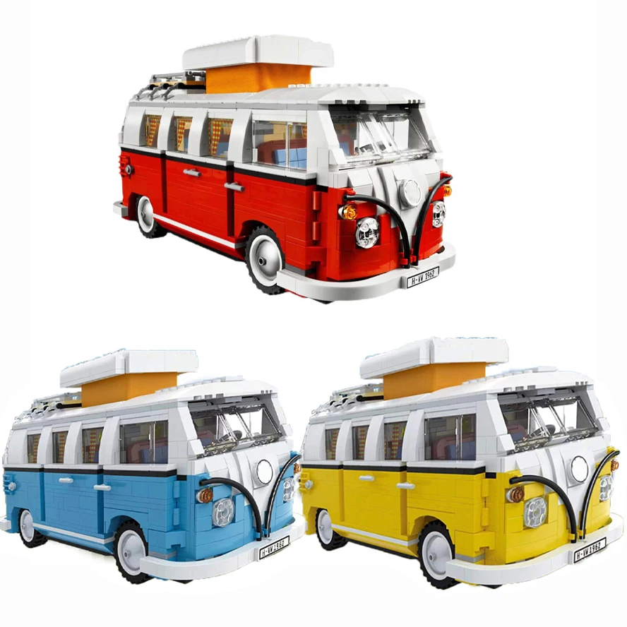

new T1 Camper Van Bus 10220 Model Bricks Creative Idea Technical Classic Car Building Blocks Toys for Kids Gifts