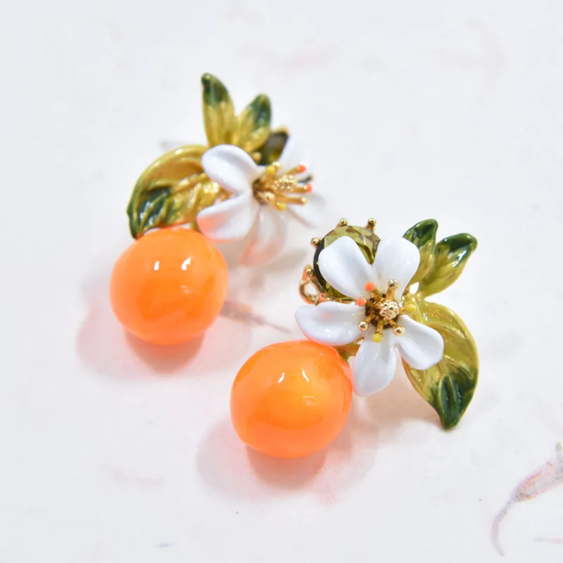 Новый эмалированный браслет ручной работы в стиле Прованса с оранжевыми цветами