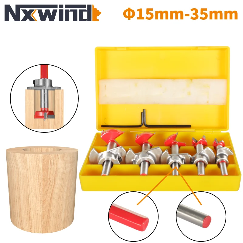 

NXWIND 5PCS D15MM-35MM Hinge BORING BITS Router Bit Woodworking Milling Cutter For Wood Bit Face Mill Carbide Cutter End Mill