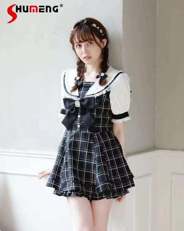 Фото Rojita японский матросский воротник Топ с длинным рукавом и шорты женский комплект из двух частей SC наряды Весна и лето Дамский комплект с шортами с бантом №1