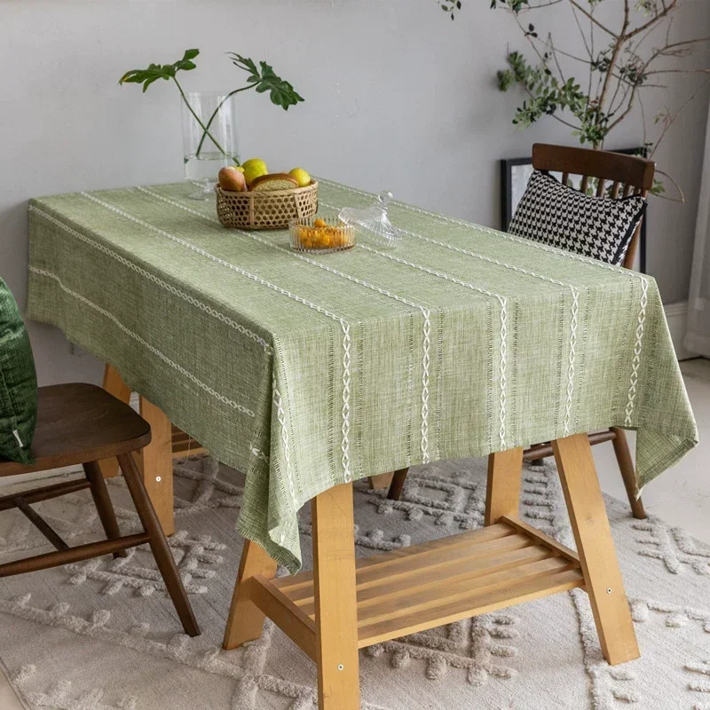 Скатерть хлопковая льняная полоска  Henan