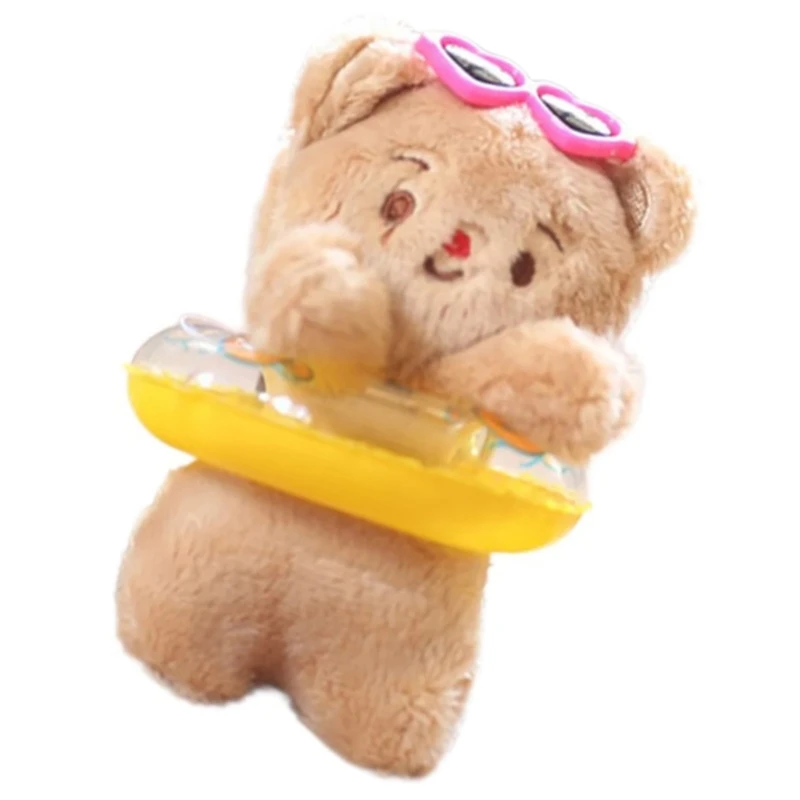 Очаровательный желтый медведь плавающее кольцо кулон брелок-брелок с плюшевой