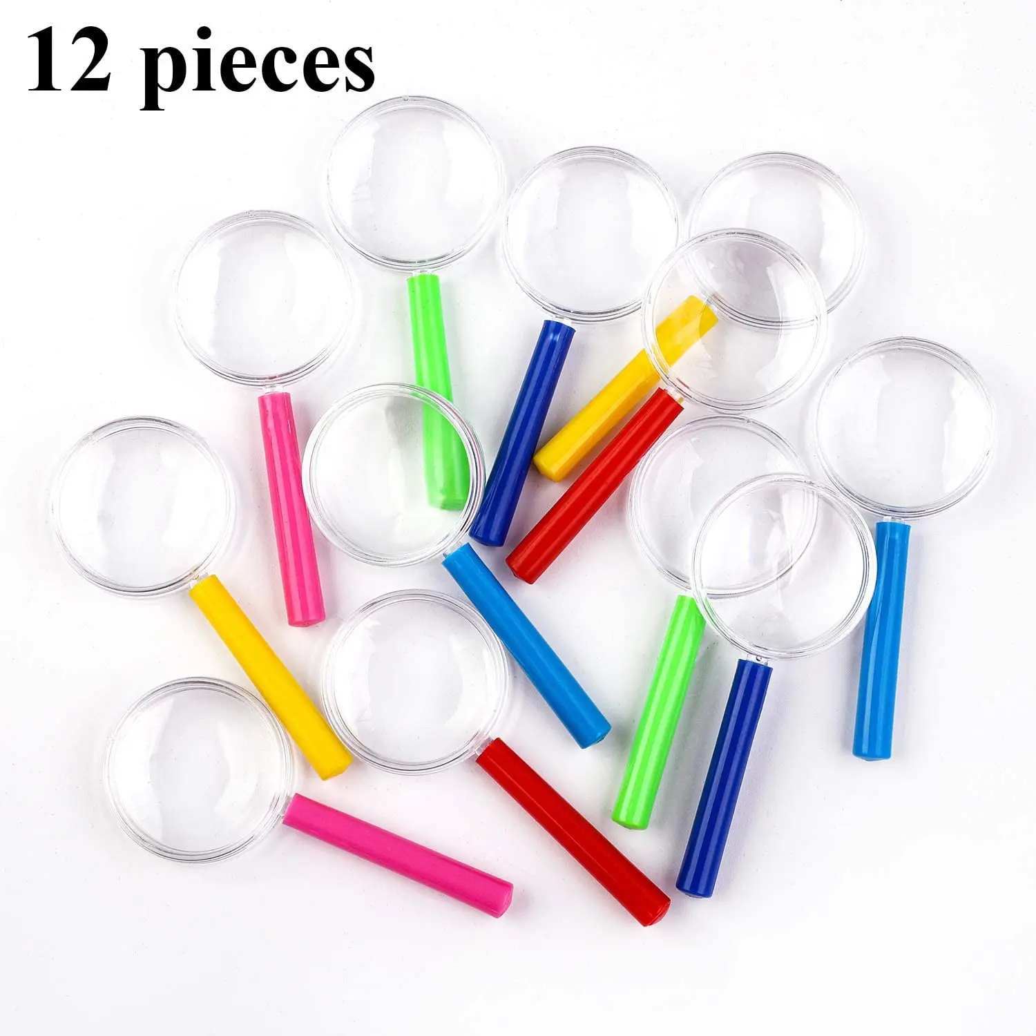 

12 pcs plastic magnifying glass color magnifying glass party gift, 6 colors