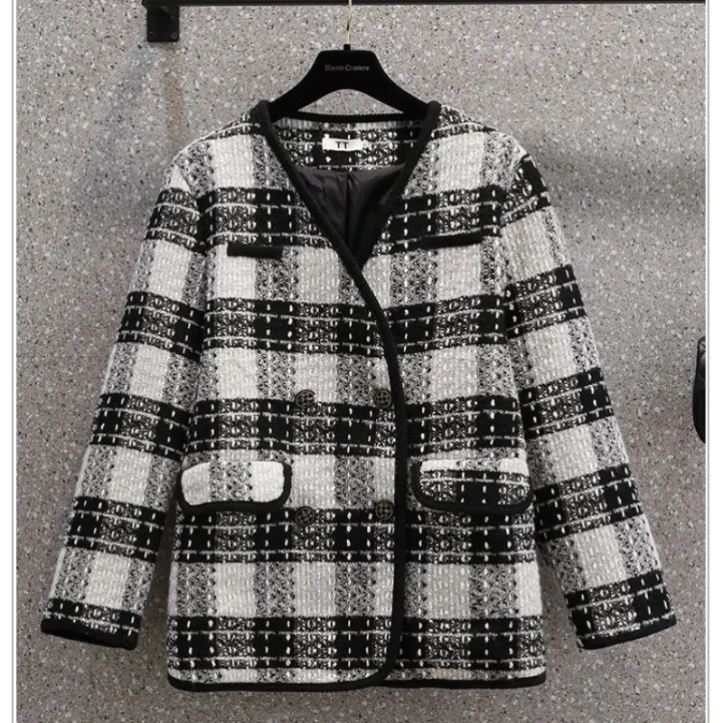 

Plaid Tweed Blazer Jacket Women Outerwear Spring Winter Women‘s Coat 2023 Clothing Vintage Clothes Fashion Coats