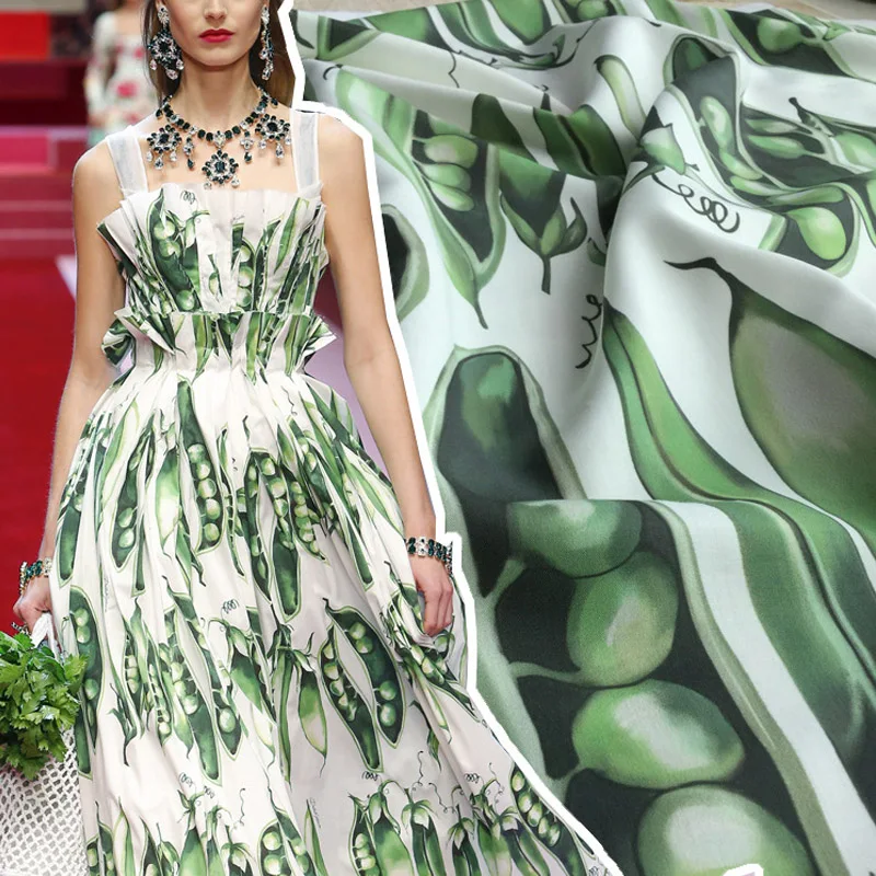 Европейская и американская мода поплин с принтом зеленого горошка хлопок или