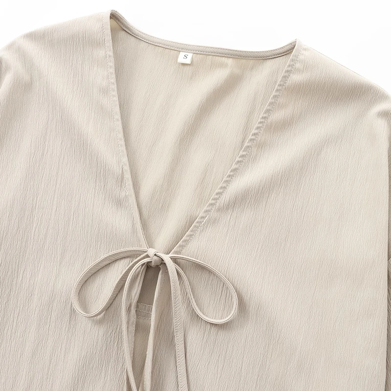 Элегантное пальто с v-образным вырезом и длинными рукавами свободная верхняя