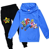 cosplay kids boys girls fancy outfit spring autumn marios cosplay long sleeve hoodie pants athleisure children sets