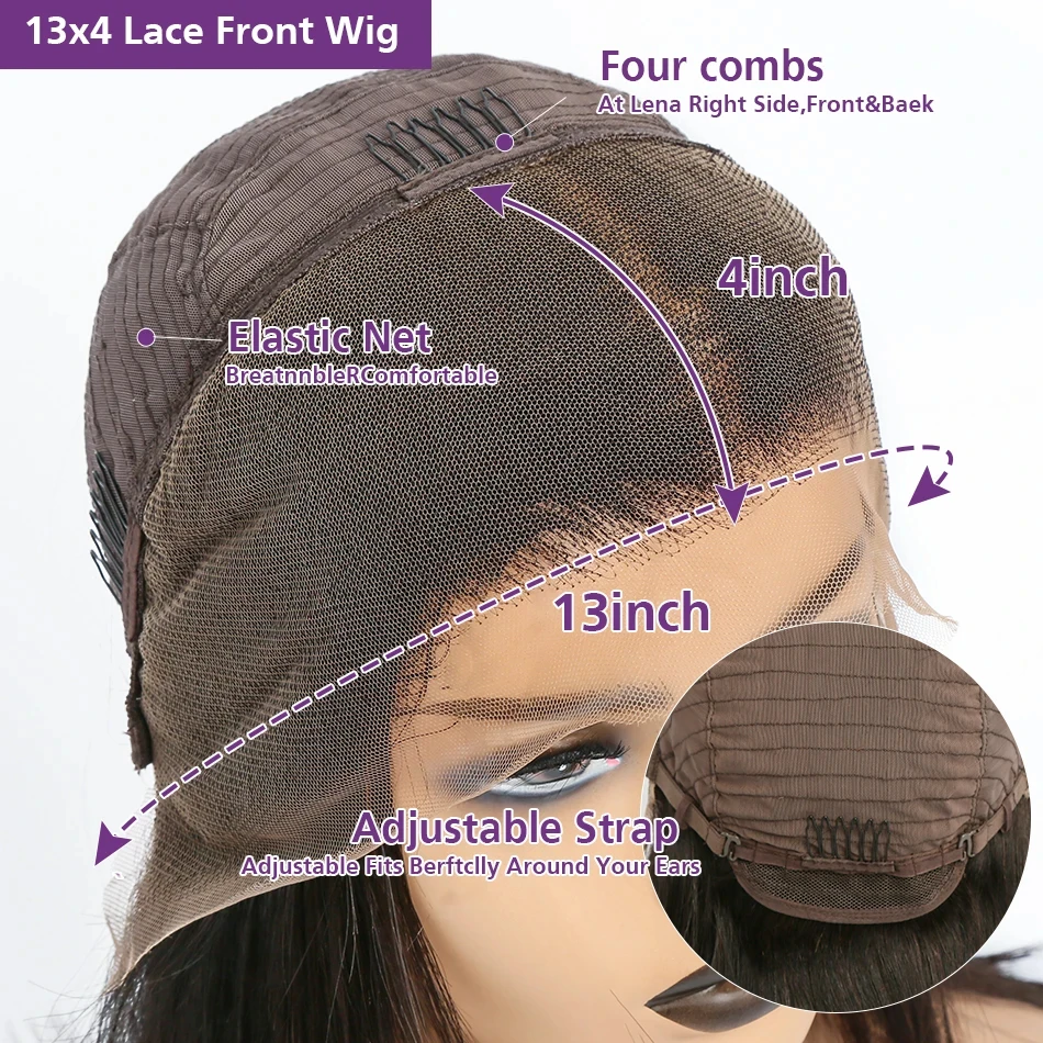 13x4 короткий парик Боб прямые шоколадно-коричневые 4 #13x4 на сетке спереди