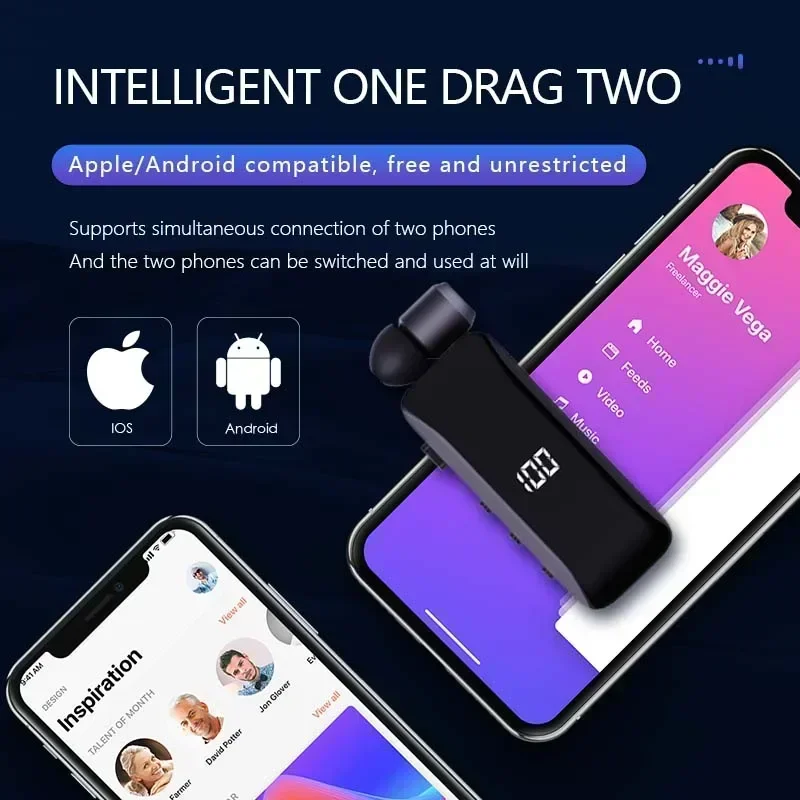 Для F906 Время разговора 40-часовая Bluetooth-гарнитура BT5.3 Напоминание о вызове