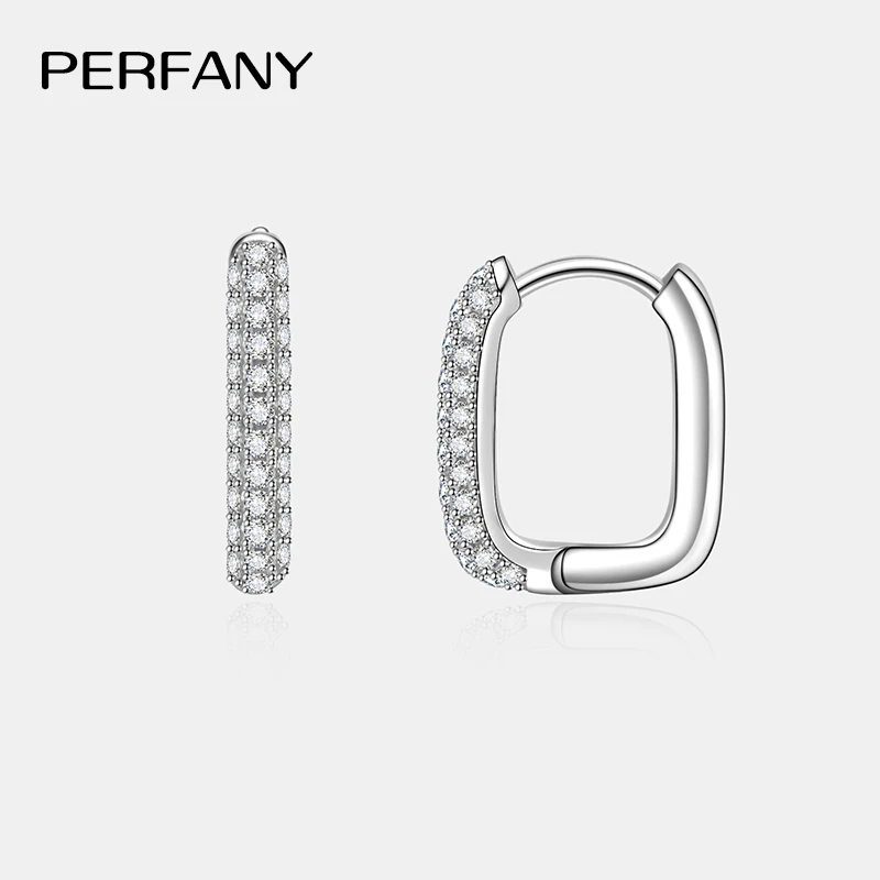 PERFANY 0,42 карата, все серьги-кольца с муассанитом, женские серьги из 100% чистого серебра с лабораторными бриллиантами, квадратные серьги, модные свадебные украшения (art.: 3920cd39ff856) - 3920cd39ff856