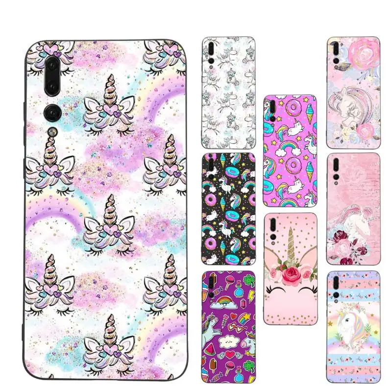 

Unicorn Cartoon Phone Case for Huawei P30 40 20 10 8 9 lite pro plus Psmart2019