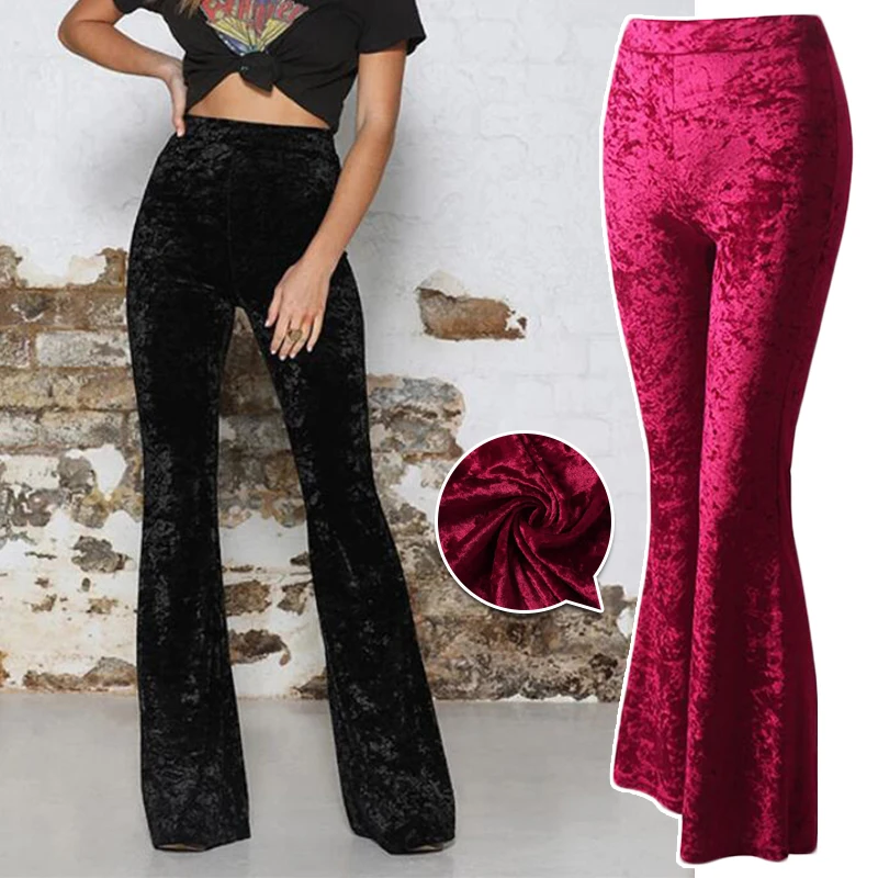 Винтажные бархатные длинные расклешенные брюки