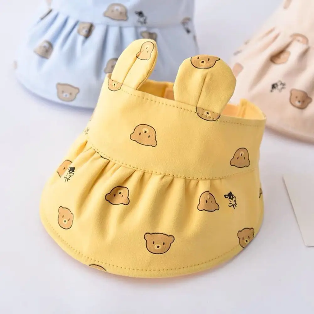 

Summer Baby Sun Hat Cap Children Unisex Beach Girls Eempty Top Hats Cartoon Bear Print Infant Caps UV Protection