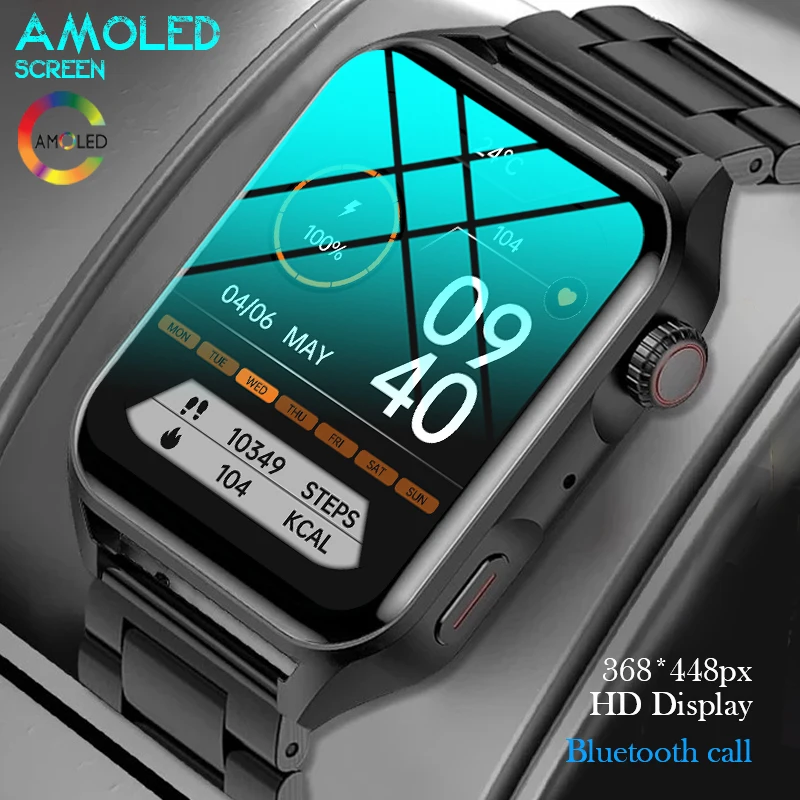 Новинка 2022, Смарт-часы AMOLED для мужчин, экран 1,78 дюйма HD, функция всегда на дисплее, звонки по Bluetooth, водозащита IP68, Смарт-часы для женщин