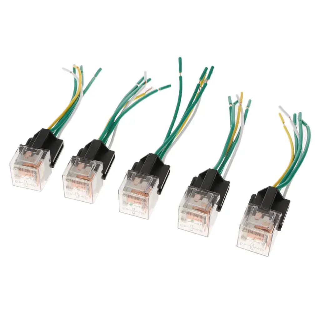 

5 шт. 80А 5Pin SPDT реле и разъем 5 проводов автоматический контроллер освещения 24В
