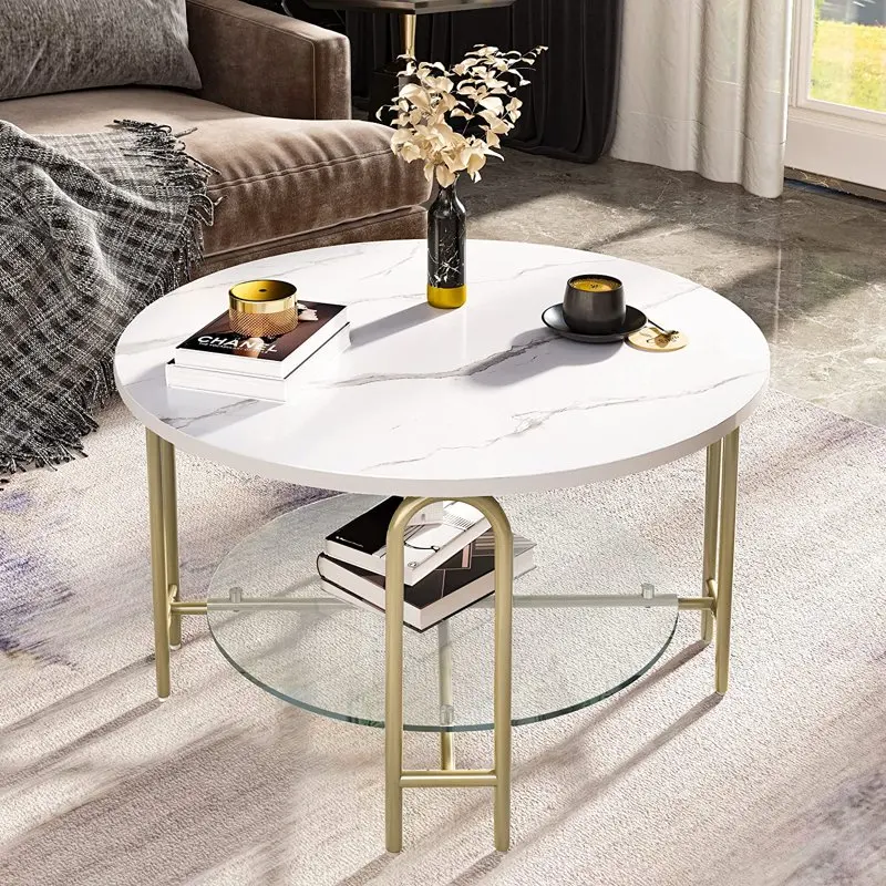 

Round Coffee Table, Coffee Tables with Storage, Gold Circle Tea Table,Sofa Center Table for Dining Room for Living Room