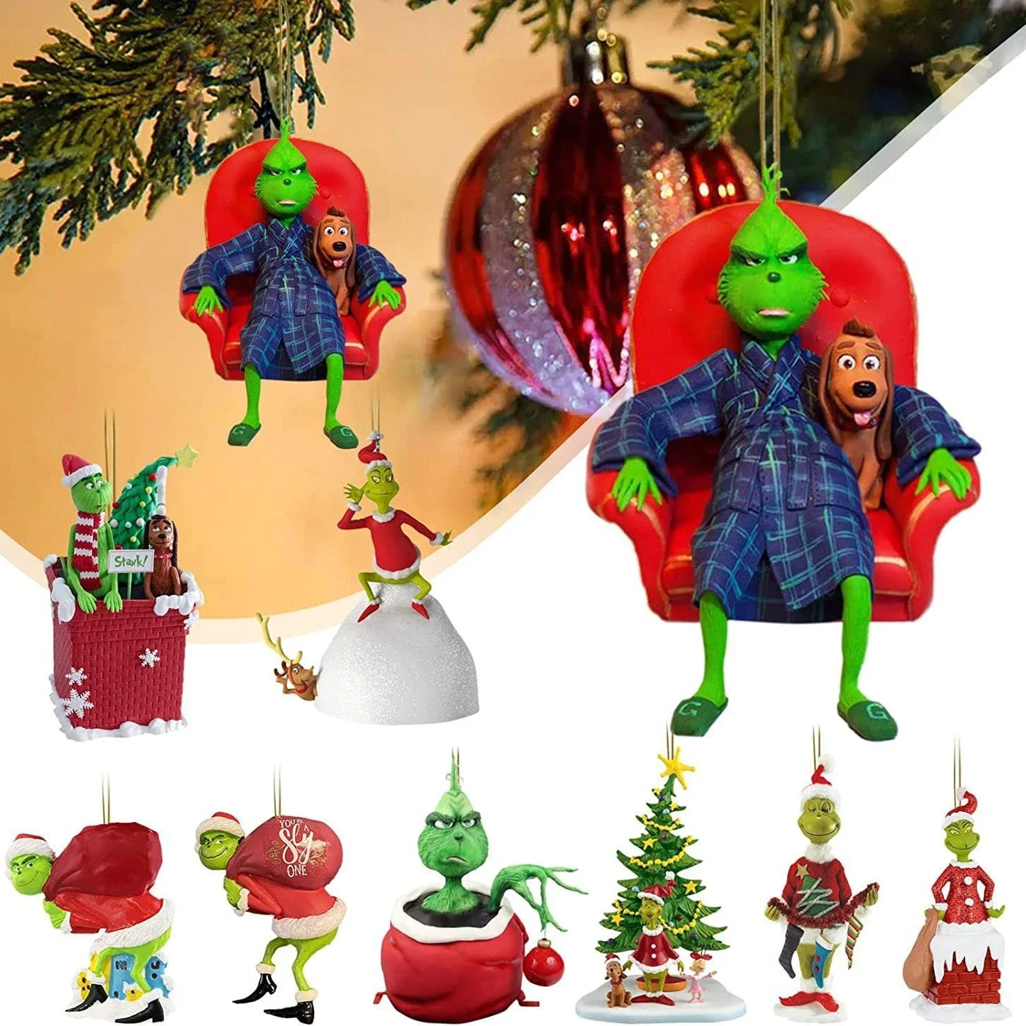 

2024 Surprise New Year Christmas Tree Pendant Kawaii Figure Green Haired Monster Christmas Decorations Halloween Kid Gift Toys