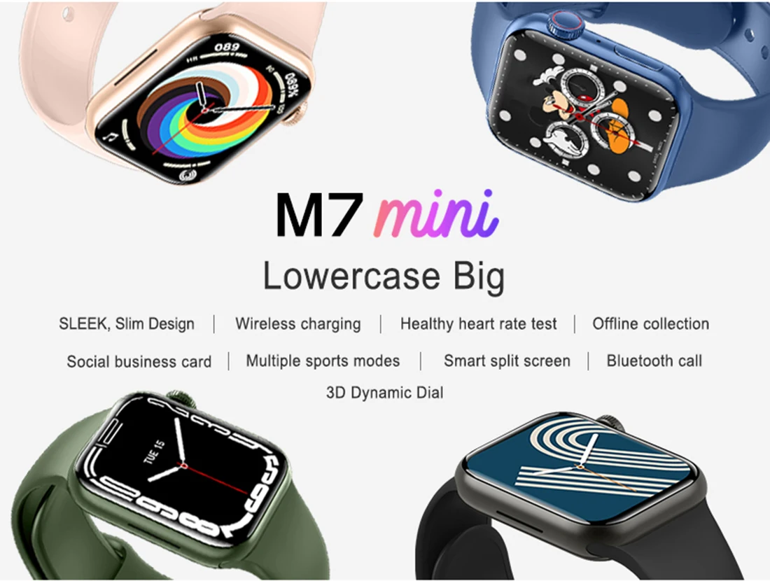 Новинка 2022 умные мини-часы M7 IP68 Bluetooth диаметром 41 мм Смарт-часы PK IWO 14 Pro Series 7 M16 Mini |