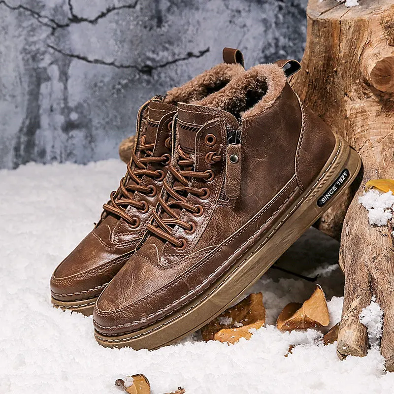 

Men's Boots Winter Cotton Shoes High-top Fashion Casual Shoes Trend Boots Flat Shoes Korean Version Tooling Shoes Student