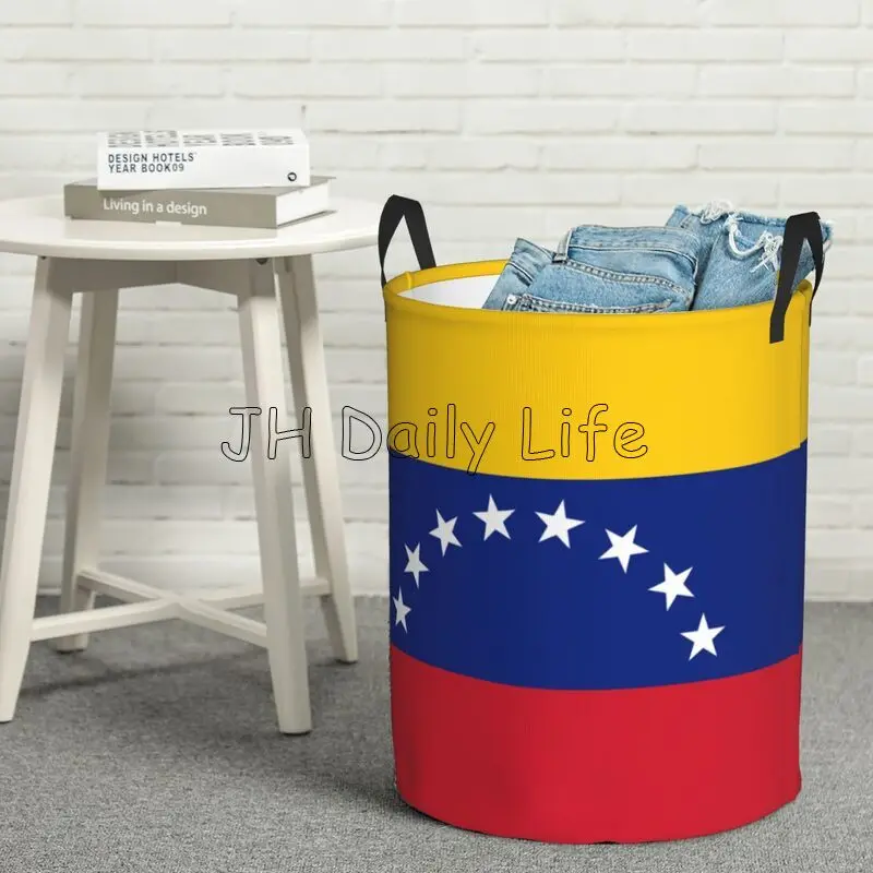 Корзина для белья с флагом Венесуэлы и ручками универсальная водонепроницаемая