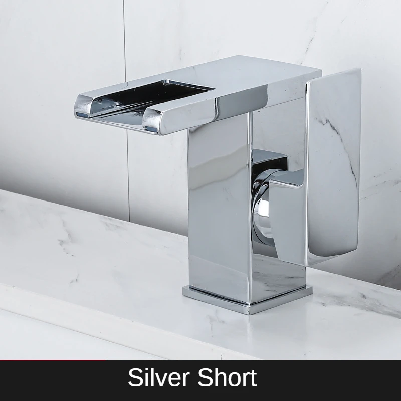 

Luxury Bathroom LED Faucet Chrome Basin Water Tap Black Brass Vanity Waterfall Faucet Bathroom Accessories Sink Mixer Tap Crane