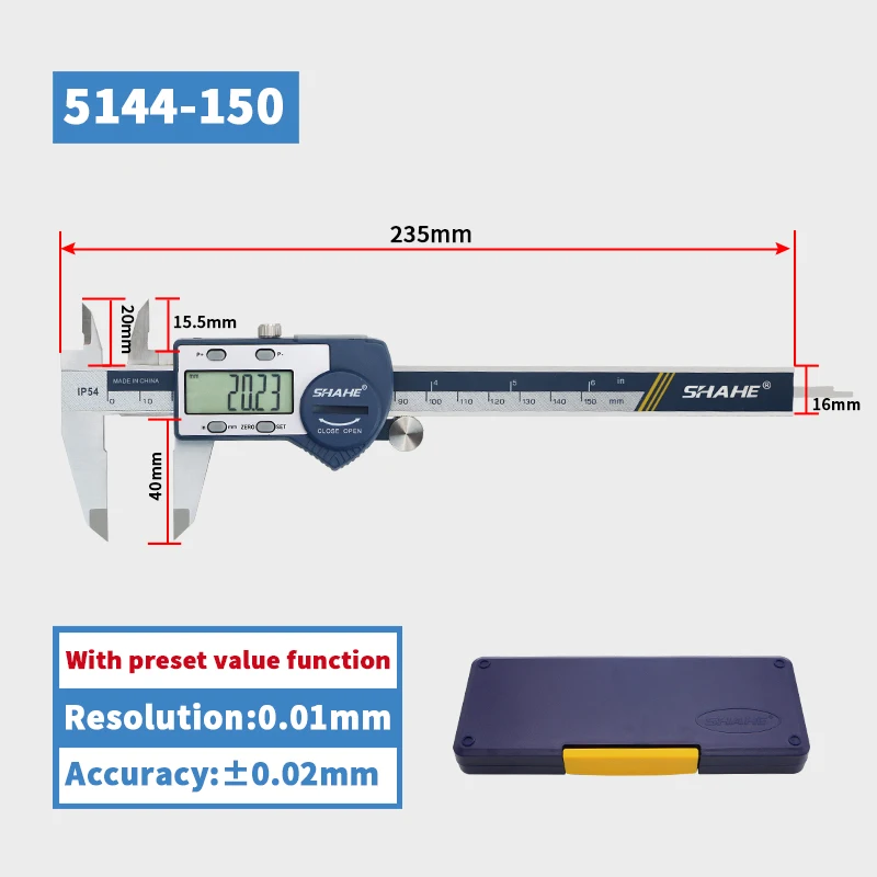 

Штангенциркуль цифровой из нержавеющей стали, 6 дюймов/150 мм