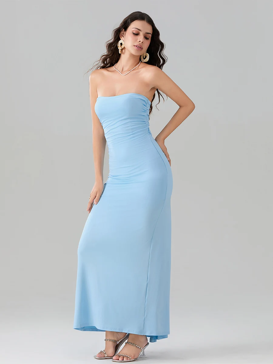 YILEEGOO женское сексуальное длинное платье-футляр с рюшами открытыми плечами и